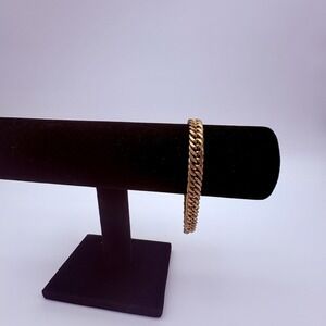 Gold Tone Curb Chain Bracelet Box Clasp Chunky Link Unisex Fashion Jewelry Gift